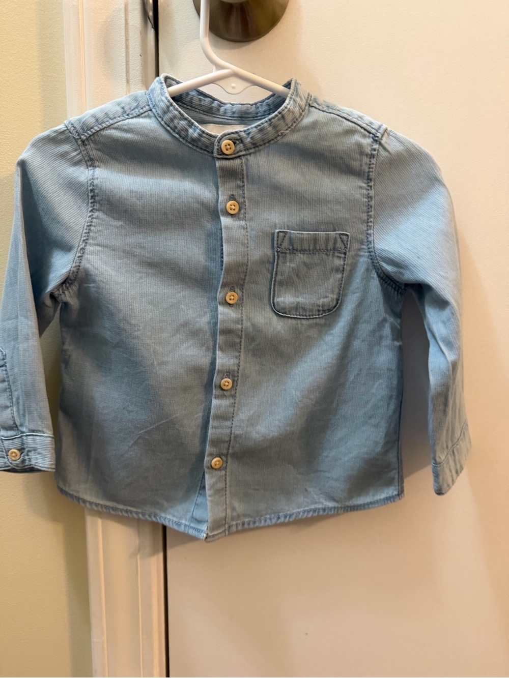 Zara Light Blue Denim-Style Kids Button Front Jacket